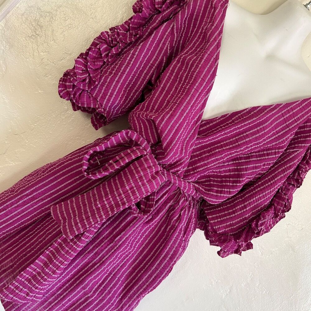 Happy x Nature Pink Ruffle Mini Dress Size Medium Kate Hudson - Picture 6 of 12